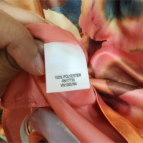 NWT Merona Orange Brown Sleeveless Sheath Watercolor Dress, Size 2 - Picture 7 of 12